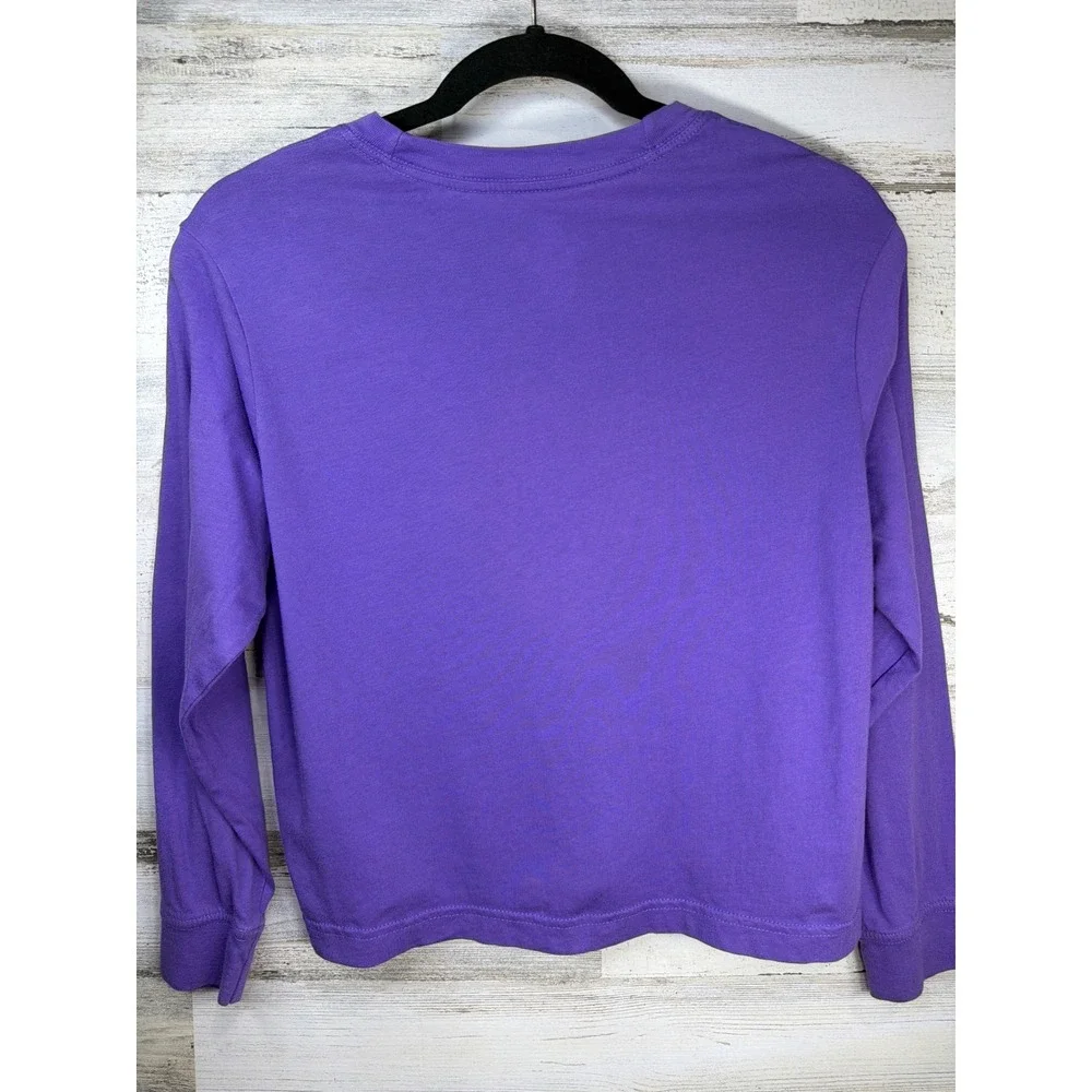 Nike Long Sleeve Tee Women Medium Purple Swoosh Loose Fit Athleisure EUC